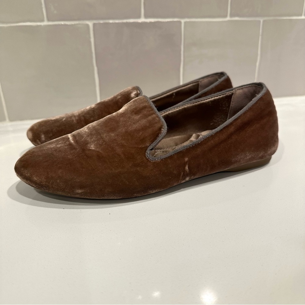 Birdies The Starling Velvet Flat Loafers Mauve Pink Size 5.5 Slip On Style